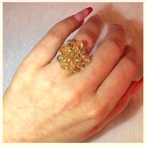 🌺 VINTAGE 14k HIBISCUS MESH RING/FINAL REDUCTION PRICE $400….. - Picture 2 of 8